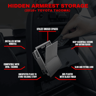 Yotatv™ hidden armrest storage box for toyota tacoma 2016-2023